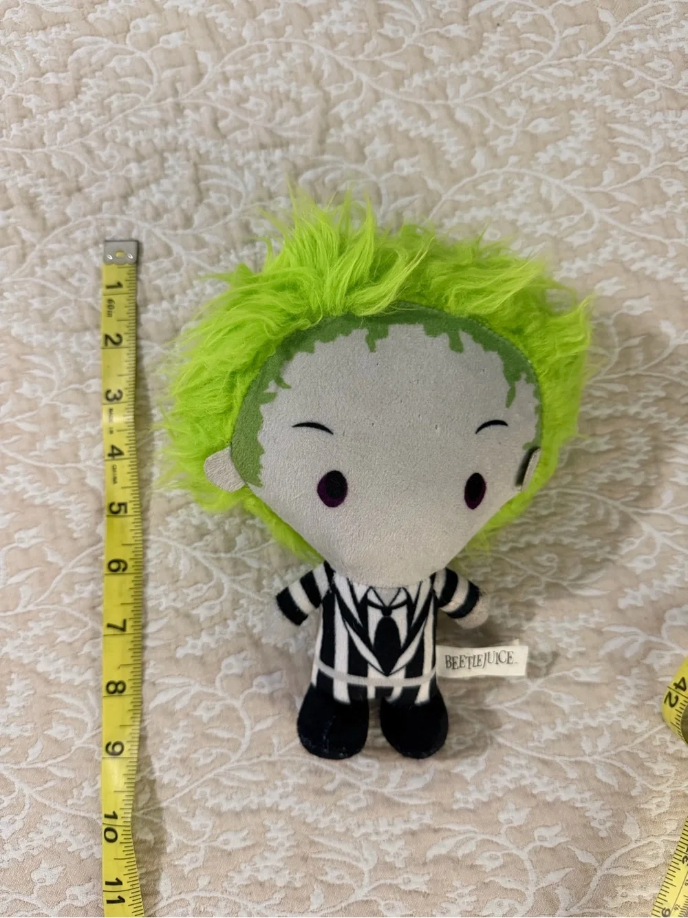 Universal Beetlejuice Plush - Neon Green Hair, Black & White Striped Suit